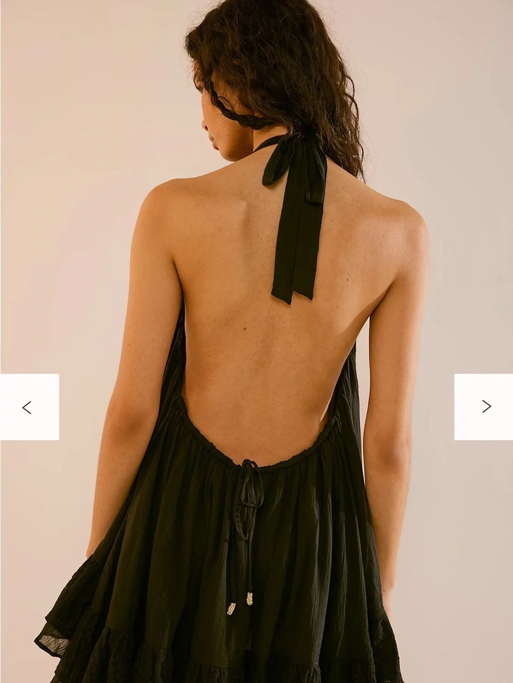 Free People Black Ruffle-Front Mini Dress